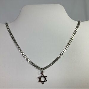 Star of David Curb Link Stainless Steel Necklace